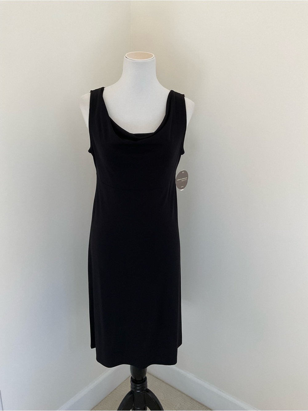 Valerie Stevens Black Cowl-Neck Sheath Dress